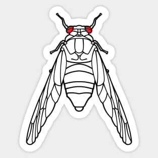 Cicada Line Drawing Graphic for Brood X 17 Year Hatch Sticker